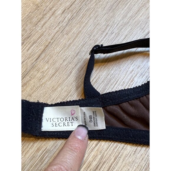 Vintage 1996 Victorias Secret 34B Leopard Print Velour Underwire Push Up Bra 34B - Picture 4 of 6